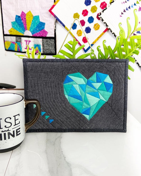 Heart Glass Mug Rug - PDF