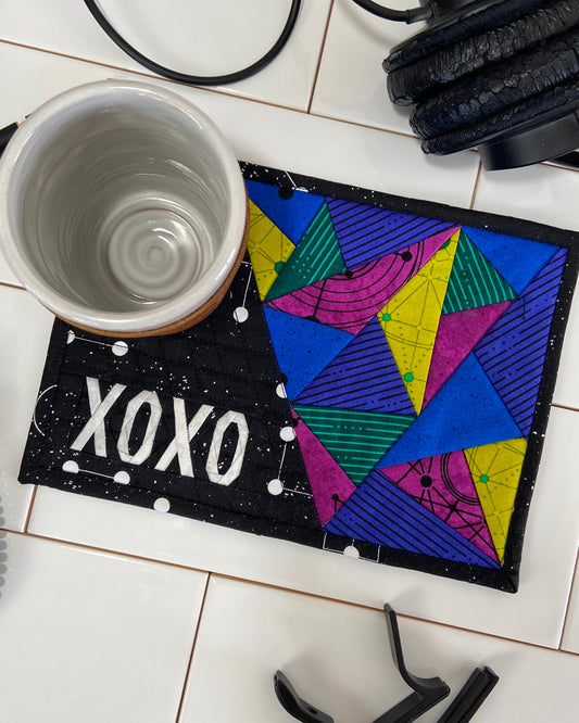 XOXO Glass Mug Rug - PDF